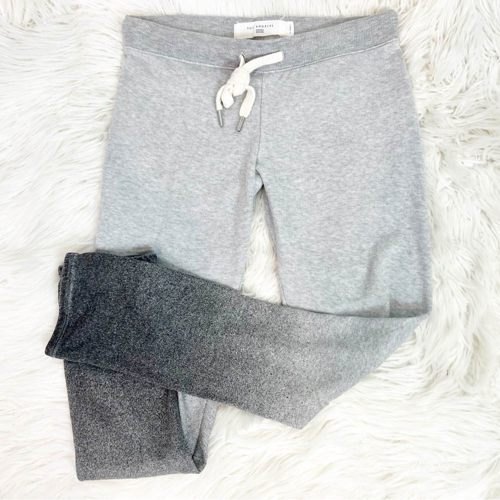 SOL ANGELES GRAY OMBRE DIP DYE ELASTIC WAIST W/ TIE LOUNGE SWEAT PANTS SZ XS